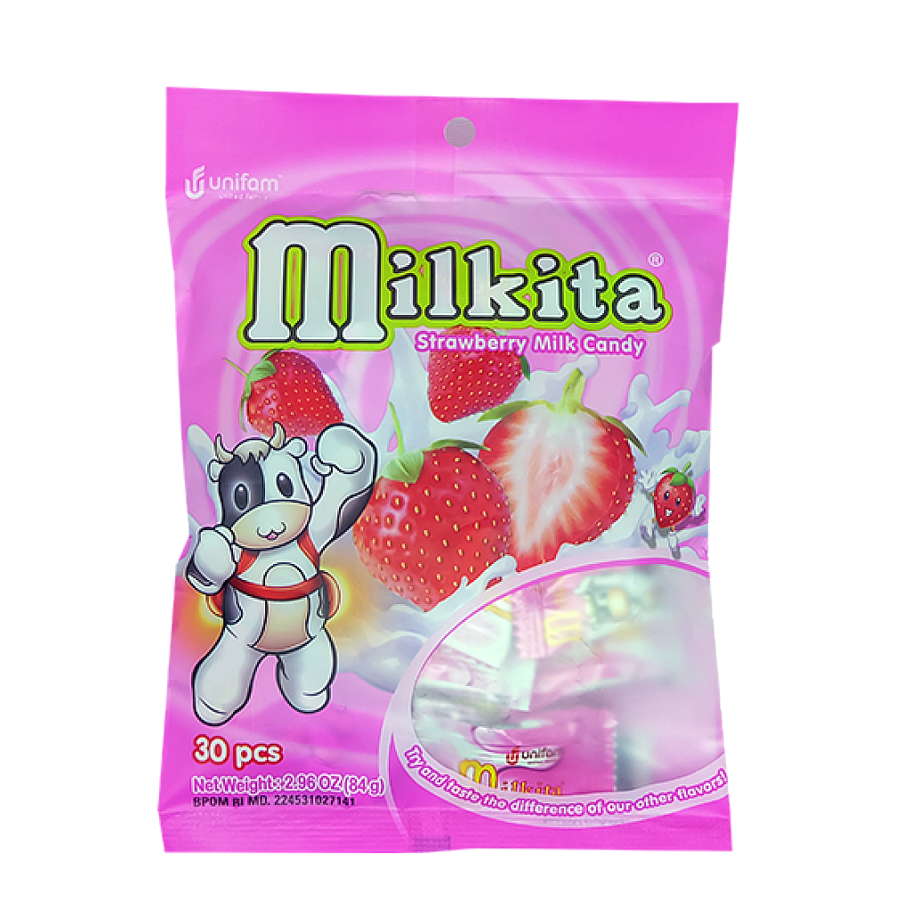 Milkita Strawberry Mild Candy Bag x 3Bags (1Bag =20pcs)